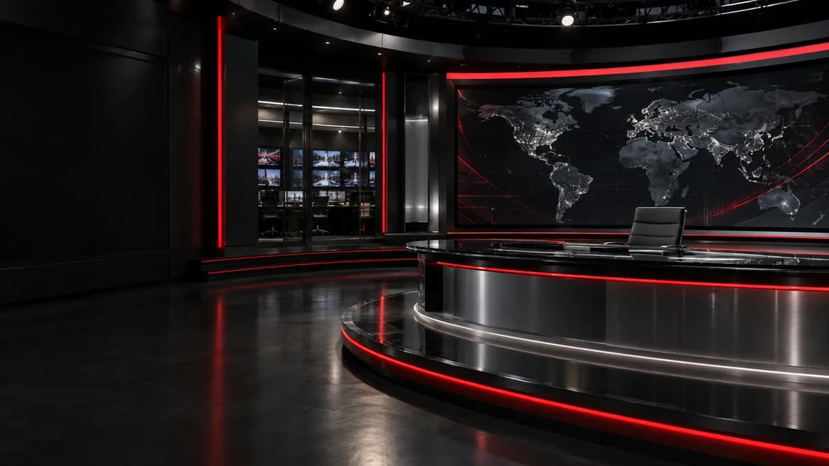 AI-generated broadcast studio concept