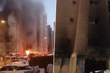 A huge fire broke out in a workers' building in Kuwait