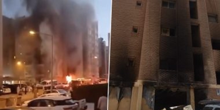 A huge fire broke out in a workers' building in Kuwait