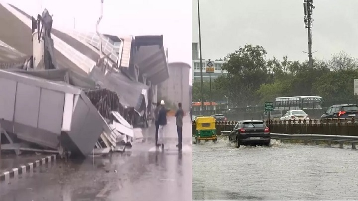 roof of IGI airport's T1 terminal collapses