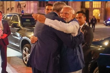 Austrian Chancellor Nehammer PM Modi hugging each other