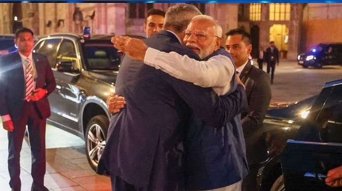 Austrian Chancellor Nehammer PM Modi hugging each other