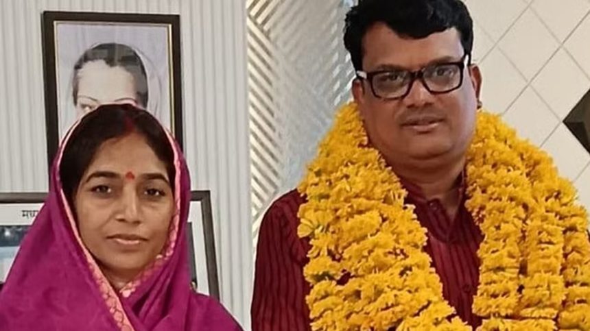 MP Minister Nagar Singh Chauhan and his wife
