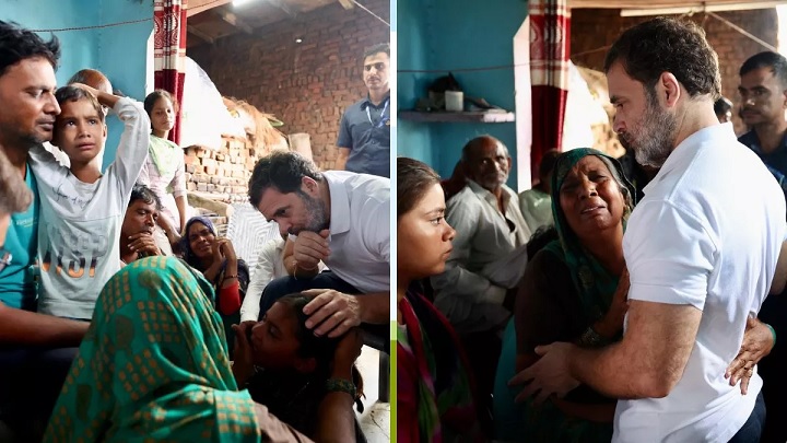 Rahul Gandhi met the families of those killed in the Hathras Satsang incident