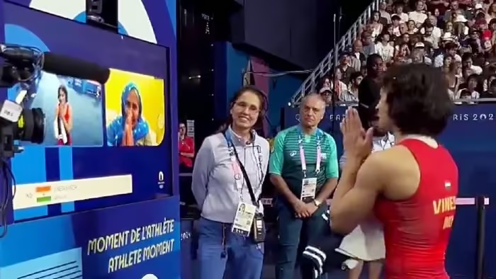 Vinesh Phogat talks to her mother after creating history in Paris