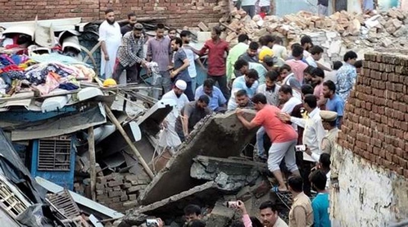 A three-storey house collapsed in Meerut