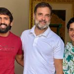 Bajrang Punia and Vinesh Phogat meet Rahul Gandhi