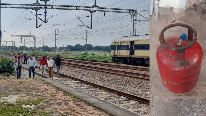 cylinder placed on railway track