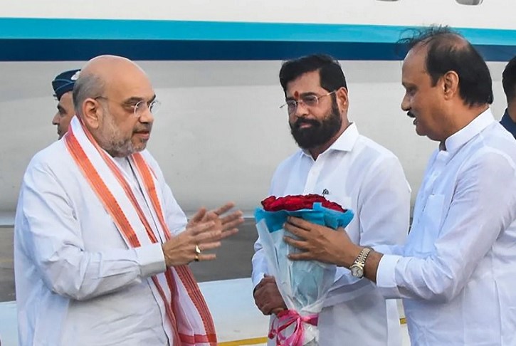 amit shah eknath shinde ajit pawar