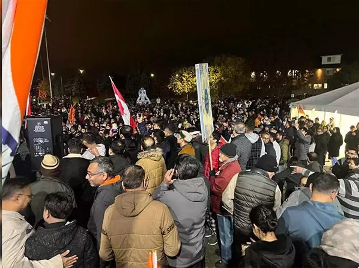 Hindus took to the streets to protest the attack in Canada