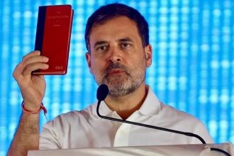 Political uproar over the red book distributed in Rahul Gandhi's rally