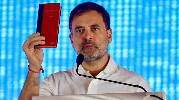 Political uproar over the red book distributed in Rahul Gandhi's rally