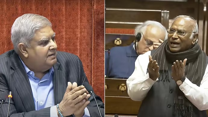 Dhankhar Kharge clash in Rajya Sabha