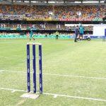 The green pitch of Brisbane Gabba ground