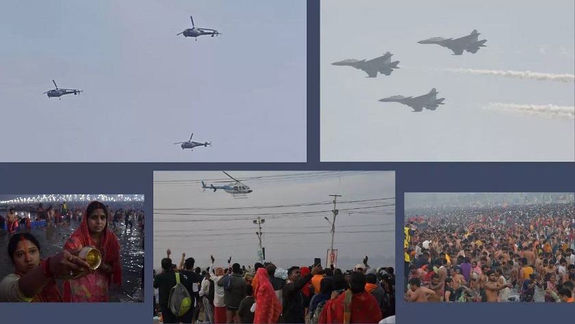 Air Force greeted the devotees in Maha Kumbh