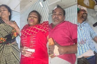 मुरादाबाद:-अगवानपुर-में-ओवरटेक-कर-रही-मिनी-बस-पलटी,-20-फैक्टरी-कर्मी-घायल,-मच-गई-अफरा-तफरी