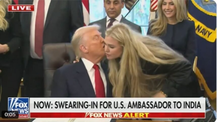 डोनाल्ड-ट्रंप-ने-चार्ली-किर्क-की-पत्नी-एरिका-को-सभी-के-सामने-किया-“kiss”,-ओवल-ऑफिस-के-वायरल-video-ने-मचाई-सनसनी