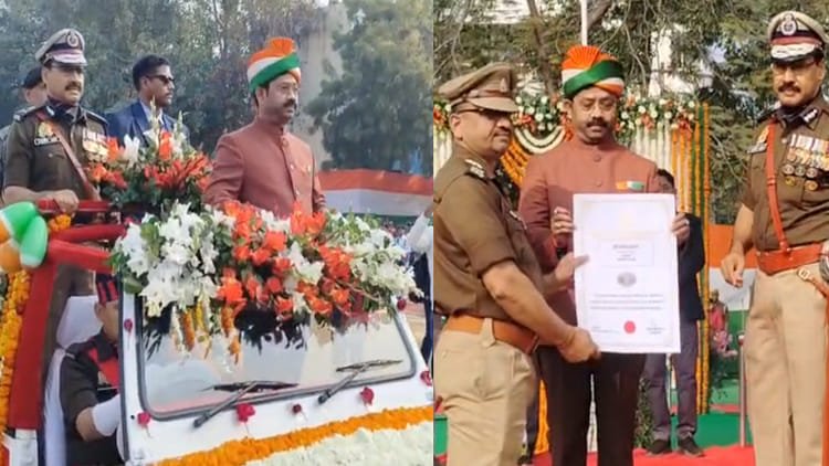 kanpur:-पुलिस-लाइन-में-औद्योगिक-मंत्री-नंदी-ने-फहराया-तिरंगा,-सम्मानित-हुए-पुलिसकर्मी