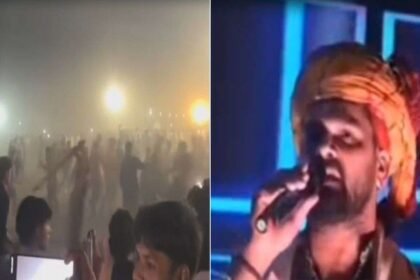 खेसारी-लाल-के-शो-में-बवाल,-स्टेज-छोड़कर-भागे:-मुजफ्फरपुर-में-चले-लाठी-पत्थर,-भगदड़-में-लोगों-को-आई-चोट