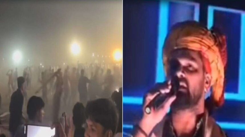 खेसारी-लाल-के-शो-में-बवाल,-स्टेज-छोड़कर-भागे:-मुजफ्फरपुर-में-चले-लाठी-पत्थर,-भगदड़-में-लोगों-को-आई-चोट
