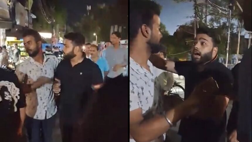 कानपुर-में-बीच-सड़क-दबंगों-का-हंगामा,-बाइक-सवार-को-पीटा,-पुलिसकर्मी-को-धमकी-देते-हुए-कहा-ताऊ-सांसद-है-हमारे