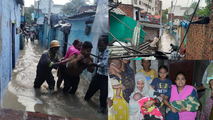 कानपुर-में-बड़ा-हादसा:-चोक-नाले-के-कारण-बारिश-में-गिरे-कच्चे-पक्के-8-मकान,-6-लोग-घायल;-मची-चीख-पुकार